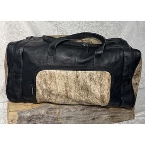 NEW Brindle Brown Real Cowhide Genuine Leather Duffle Bag‎ Beautiful and Durable